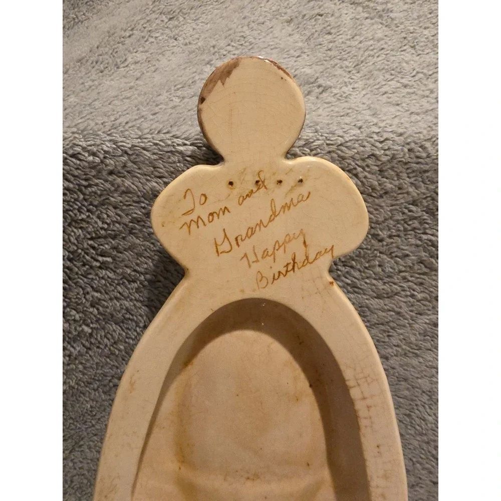 Vintage Corn Husk‎ Girl Spoon Rest With Green Apron Ceramic